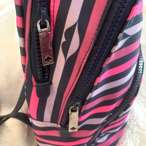 Kate Spade Pink and Black Striped Backpack - Picture 16 of 16